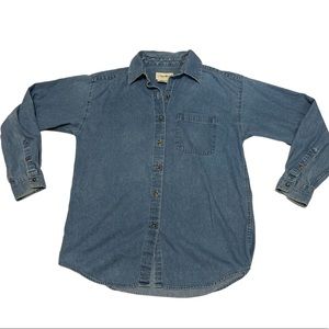 Vintage Button Down Denim Jean Shirt Eddie Bauer Oversized Shacket 90s